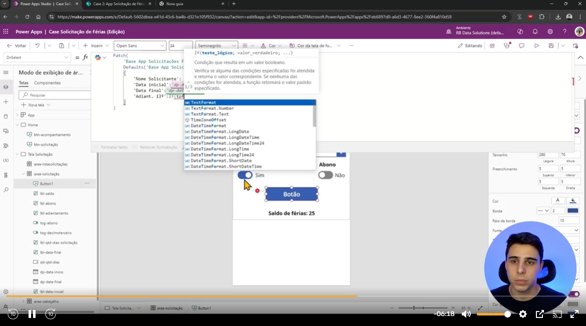 Captura de tela de uma aula de Power Automate